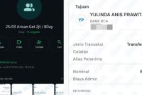 Tangkapan layar WhatsApp group arisan get dan bukti transfer sebagai iuran wajib. ©okedaily.com