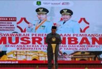 Wakil Ketua DPRD Kabupaten Sumenep, H. Dul Siam, memberikan sambutan dalam Musrembang RKPD 2027 di Pendopo Agung Keraton Sumenep. ©okedaily.com