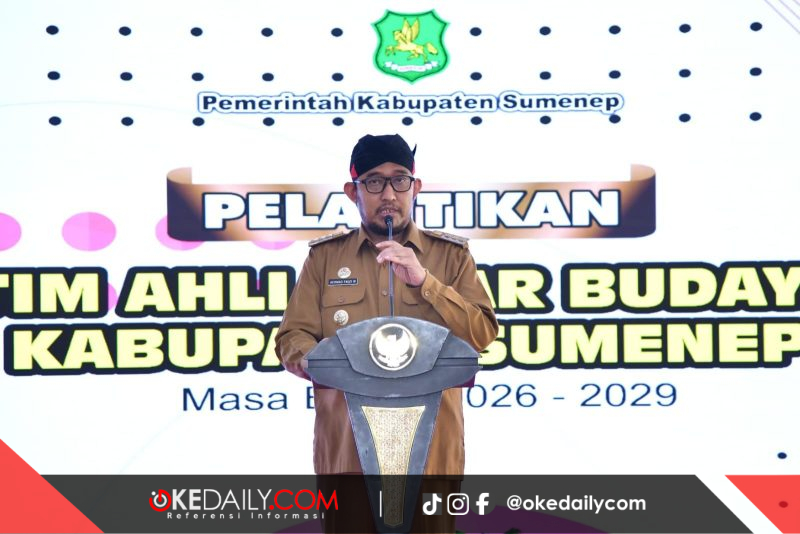 Bupati Wongsojudo memberikan sambutan dalam pelantikan tim ahli cagar budaya Kabupaten Sumenep. ©okedaily.com/ist
