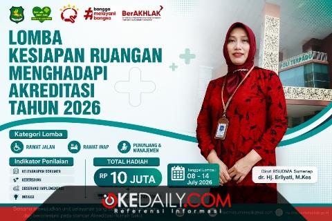 Direktur RSUD dr. H. Moh. Anwar Sumenep, dr. Erliyati, M.Kes, pada flyer lomba kesiapan ruangan menghadapi akreditasi tahun 2026. ©okedaily.com