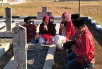 DPC GMNI Kabupaten Sumenep saat melakukan ziarah dan nyekar ke makam para pahlawan dalam momentum menyambut Kemerdekaan RI ke-81. ®okedaily.com [Foto: Radiana Nurisa]